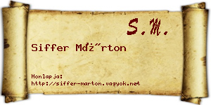 Siffer Márton névjegykártya